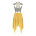 thumbnail image 2 of ZDHoor Women's Metallic Color Block Praise Lyrical Dance Dress Liturgical Worship Tunic Irregular Hem Dancewear Yellow L, 2 of 7