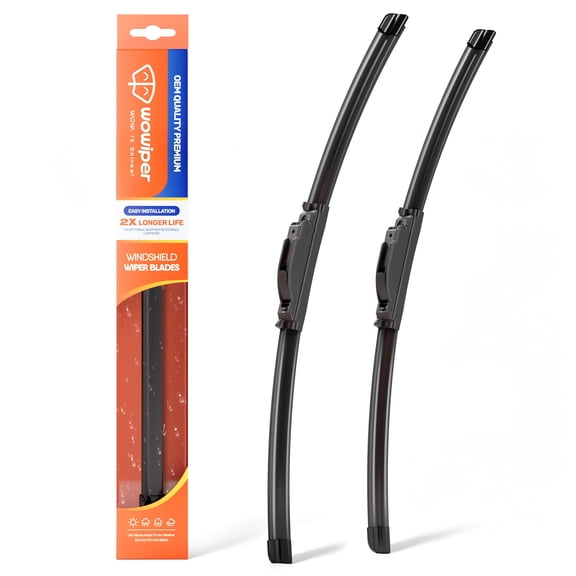 WOWIPER 26" 20" Beam Windshield Wiper Blades, Premium Natural Rubber Front Windshield Replacement Wipers, J/U Hook, Quiet Streak-Free All-Season Performance, 2 Pack