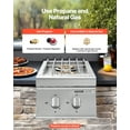 thumbnail image 3 of VEVOR Double Grilling Side Burners, 2 x 15,000BTU Liquid Propane Side Burner for Outdoor Kitchen, Convertible to Natural Gas, 304 Stainless Steel Built-in Double Grill Burners for BBQ Grill Island, 3 of 9