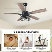 EDISHINE Farmhouse Black Ceiling Fan with Light and Remote Control, 5 Wood Blades, Rustic Farmhouse Ceiling Fan with Light for Living Room, Bedroom, Wet Rated