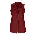 thumbnail image 6 of LEBONYARD Woman's Trendy Lapel Collar Solid Colored Sleeveless Button Coat Casual Long Length Loose Warm Fitting Pocket Outerwear Jacket Coat, 6 of 9