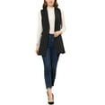 thumbnail image 2 of INSPIRE CHIC Women's Lapel Collar Trench Vest Double Breast Sleeveless Long Blazer, 2 of 5