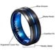 thumbnail image 2 of 8mm Black Tungsten Carbide Wedding Band Ring For Men Blue Grooved I Love You Center Comfort Fit, 2 of 4