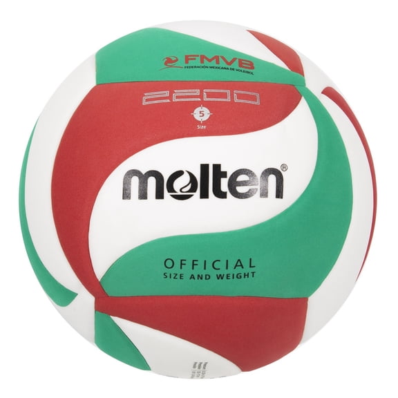 Balón de Voleibol Molten V5M2200 No.5 PU Laminado Tricolor Verde/Blanco/Rojo