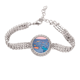thumbnail image 1 of Blanco y azul Pulsera de tobillera de cadena de tenis, joyería de diamantes, 1 of 3