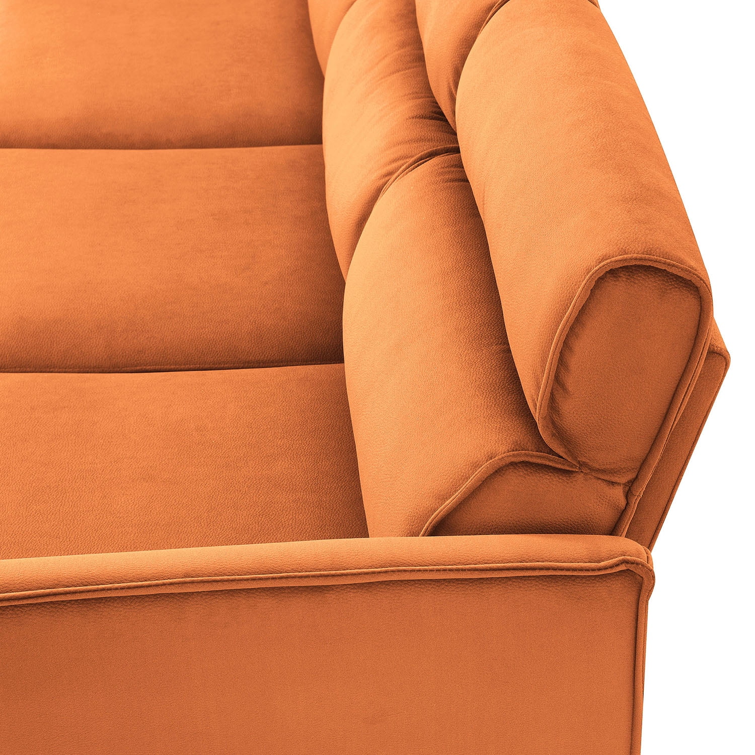Kadyn 111 " Convertible Sectional Sofa Couch, Flannel L Shape Furniture Couch with Chaise Left/Right Handed Chaise, Modern Fabric Sofa for Apartment, Orange Kadyn 111 " Convertible Sectional Sofa Couch, Flannel L Shape Furniture Couch with Chaise Left/Right Handed Chaise, Modern Fabric Sofa for Apartment, Orange
