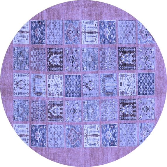 Ahgly Company Indoor Round Abstract Blue Modern Area Rugs, 8' Round