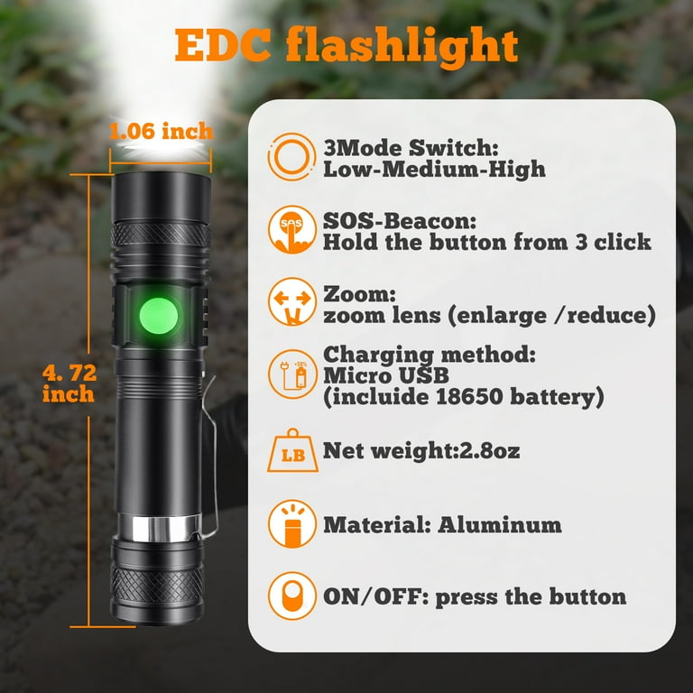 1pc Super Bright Zoomable Flashlight - Portable, Multi-Functional,  Telescopic Zoom For Outdoor Home Use Rechargeable Flashlights, Mini  Zoomable Flashl