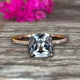thumbnail image 1 of 10k Rose Gold Anniversary Gift Art Deco 1.80 Carat 7mm Cushion Cut Aquamarine Wedding Engagement Ring, 1 of 5