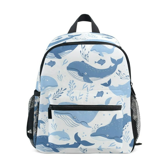 ALAZA Cartoon Whales in Ocean School Backpack Small Bookbag Mini Bags