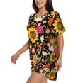 thumbnail image 2 of Bixox Women's Sunflowers Mushrooms Printed Pajama Set 2 Piece Lounge Set Top and Shorts Soft Pajamas, Shorts with Pockets, 2 of 7