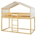 thumbnail image 5 of Harper & Bright Designs Twin over Twin House Bunk Bed with Beige Tent, Twin Size Bunk Beds with Ladder for Girls Boys, Natural, 5 of 13