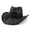 Black, variant on Summer Sun Hat for Women And Men Solid Color Western Cowboy Hat Hollowed Out Beach Straw Hat