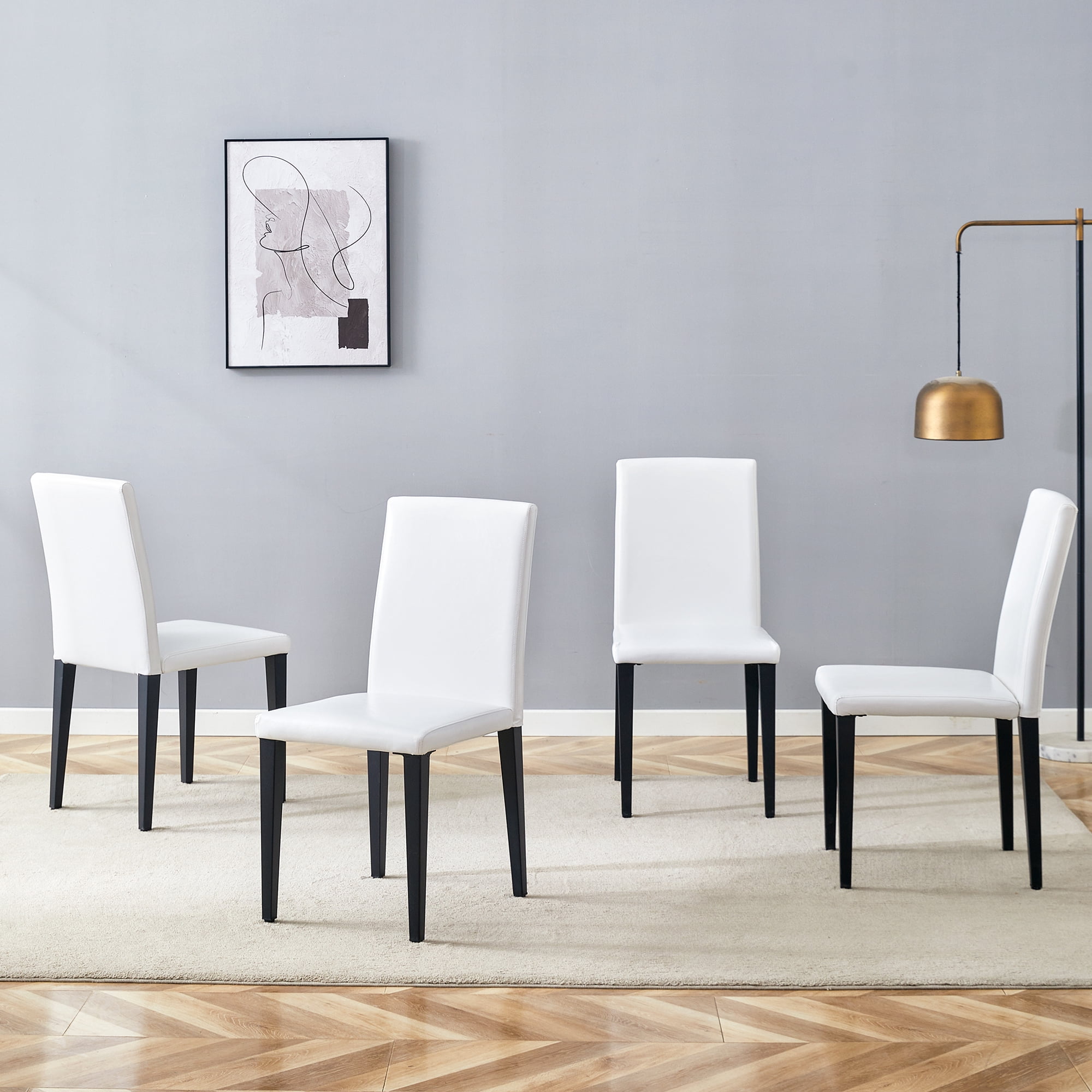 Modern Transparent Dining Chairs Set Of 6 – Crystal Clear PET Armless Chairs With Gold Metal Legs, Ergonomic For Kitchen, Dining, Or Office