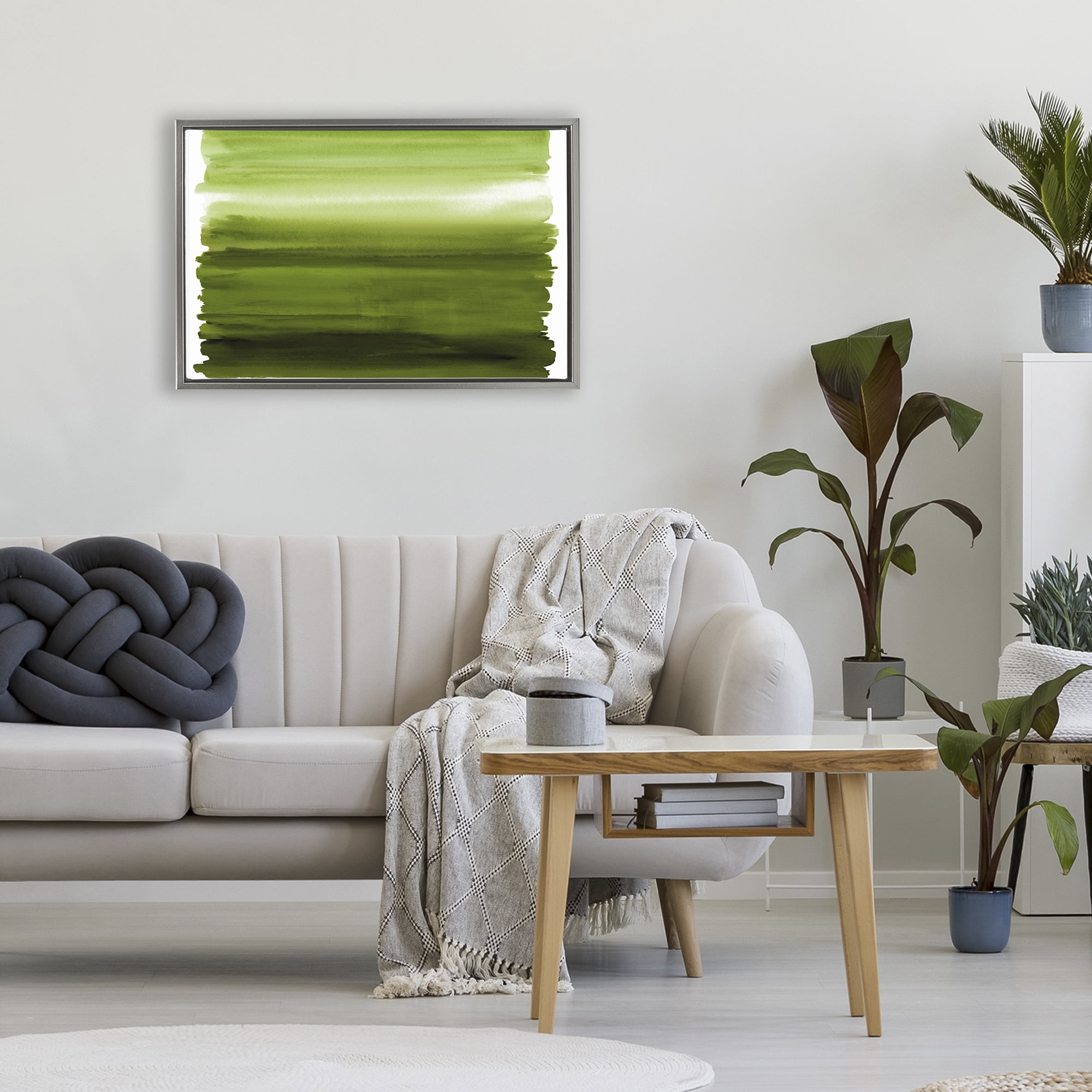 Stupell Industries Ombre Green Gradient Gray Framed Floater Canvas Wall Art, design by Allie Corbin