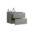 thumbnail image 6 of 24-Inch Wall-Mounted Bathroom Vanity with Space Grey Ceramic Sink, Floating Design, Soft-Closing Drawers, Three Faucet Holes, Pre-Assembled, 6 of 9