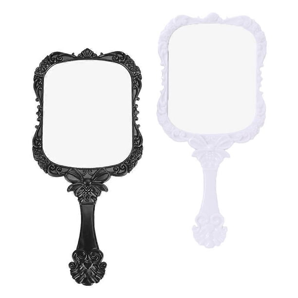 Portable Makeup Mirror 2Set Black Travel Cosmetic Beauty Mirror 19.5X9Cm Ideal For Dressing Tables