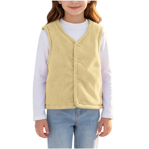 StSilkitty Boys Girls Fleece Vest Lightweight Sleeveless V Neck Button down Vests Coat Fall Winter Warm Outerwear