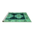 thumbnail image 2 of Ahgly Company Machine Washable Indoor Square Abstract Turquoise Blue Modern Area Rugs, 5' Square, 2 of 4