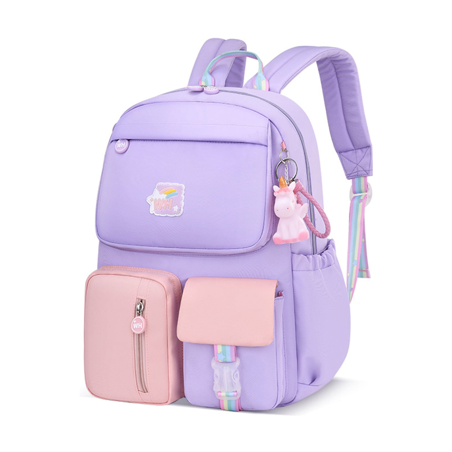 Girls' Backpack with Beautiful Pendant Kawaii School Backpack(Violet ...
