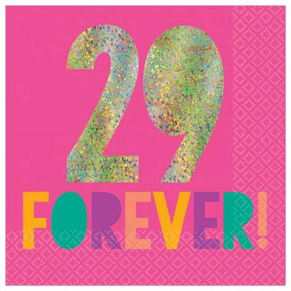 Birthday 'Young and Fab' Iridescent Pink Small Napkins(16count)