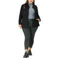 thumbnail image 2 of Unique Bargains Women's Plus Size Long Sleeve Button Front Washed Denim Jacket, 2 of 6