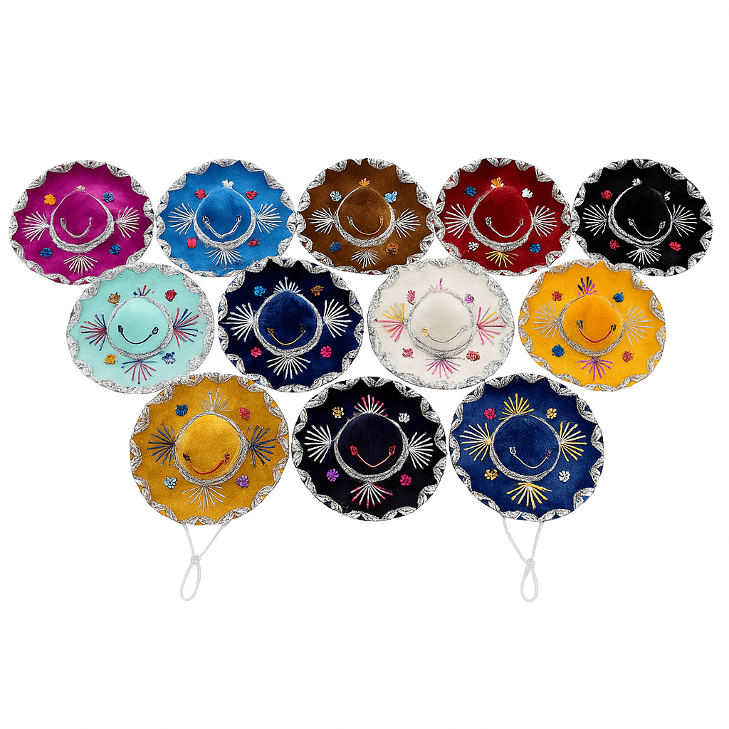 Novedades Cari 5-Pack Mexican Charro Mini Sombrero Hats - Mariachi Theme