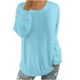 thumbnail image 7 of Ltctricy Oversized Sweatshirts for Women Casual Loose Long Sleeve Scoop Neck Ribbed Knit Sweaters Pullover Sweatshirt Tops(Sky Blue,Small), 7 of 7