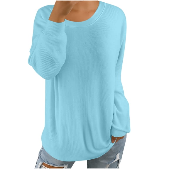 Purcolt Womens Long Sleeve Shirts Lightweight Casual Crew Neck Basic Tee Tops Comfortable Loose Fit Tunic Tops Outdoor Pullover