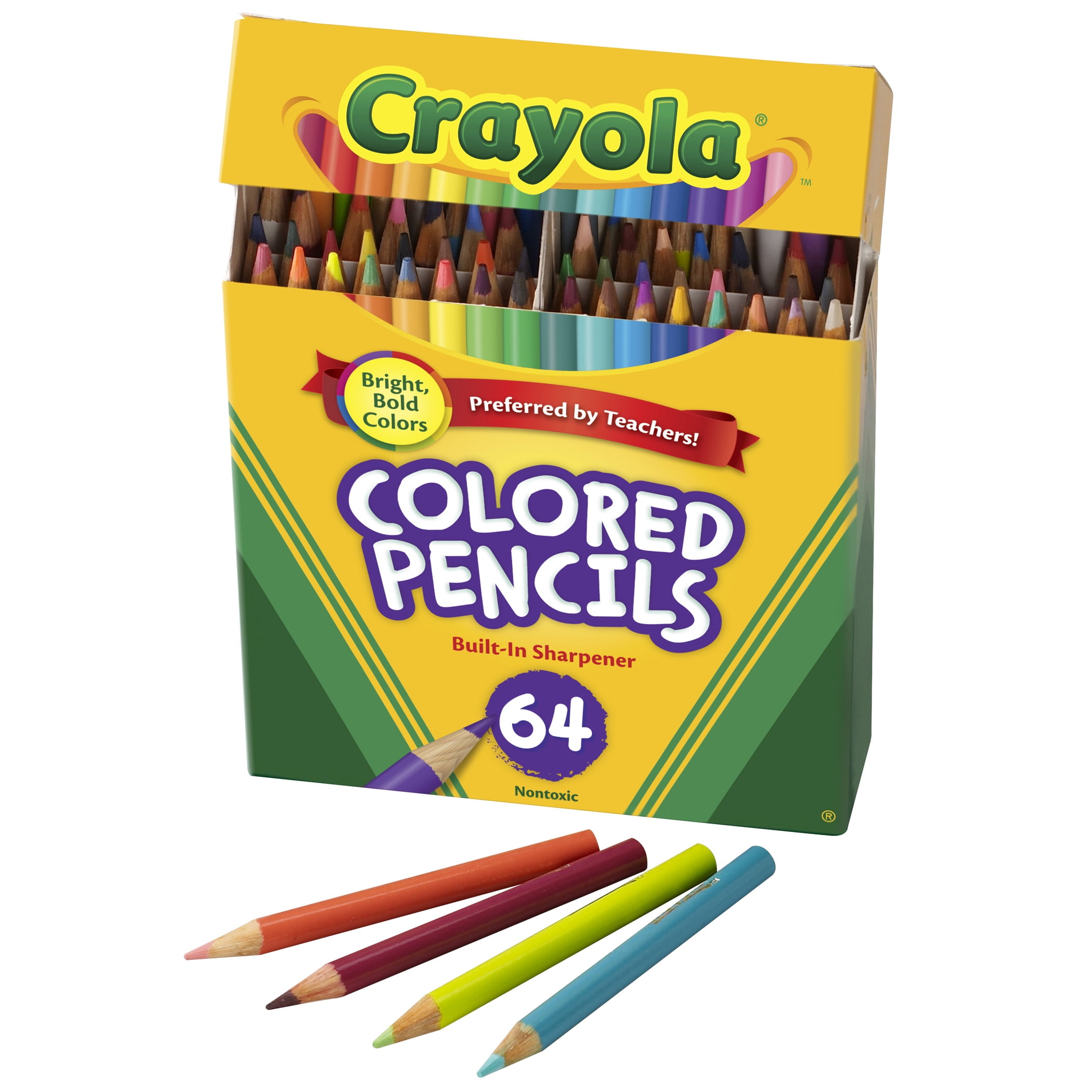 Crayola Short Colored Pencils, 64 Per Pack, 2 Packs