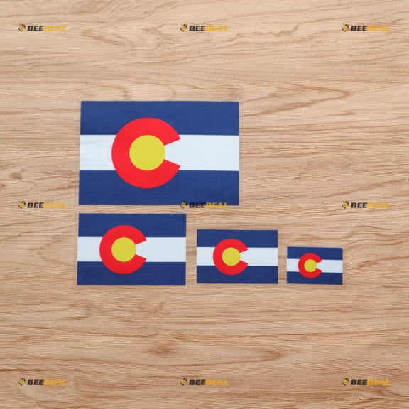 Colorado State Flag Sticker Decal Vinyl - 4 Pack Reflective, 2 Inches, 3 Inches, 4 Inches, 6 Inches - for Car Boat Laptop Cup