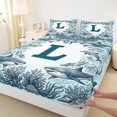 thumbnail image 4 of jejeloiu Ocean Theme Letters Bed Sheets For Men,Personalized Monogrammed L Pattern Full Size Sheets For Boys,4 Pieces,1 Flat Sheet, 1 Fitted Sheet and 2 Pillowcases, 4 of 6