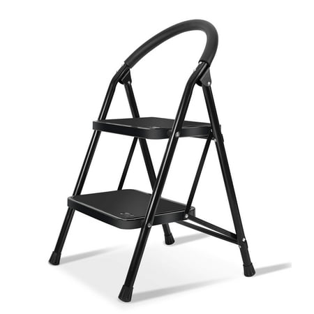Lightweight 2 Step Ladder Steel Folding Anti-Slip Pedal 330lbs Capacity Ladder for