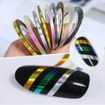 thumbnail image 2 of 3 Rolls Nail Striping Tapes Line Adhesive Holographic Laser Manicure Design Nail Art Decoration 1mm 2mm 3mm Sticker - (Color: Gold 3 Sizes), 2 of 4