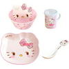 Hello Kitty Cute Pink Dinnerware Flatware Meal Set ? Plate Bowl Cup Spoon, 4 pieces