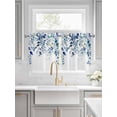 thumbnail image 2 of Half Window Curtain 36 Inches Long, Blue Teal Eucalyptus Leaves Window Treatment Curtain Drapes, Watercolor Weeping Botanical Small Tier Curtains for Bathroom Over Sink, 27.5"x36", 2 Panels, 2 of 7