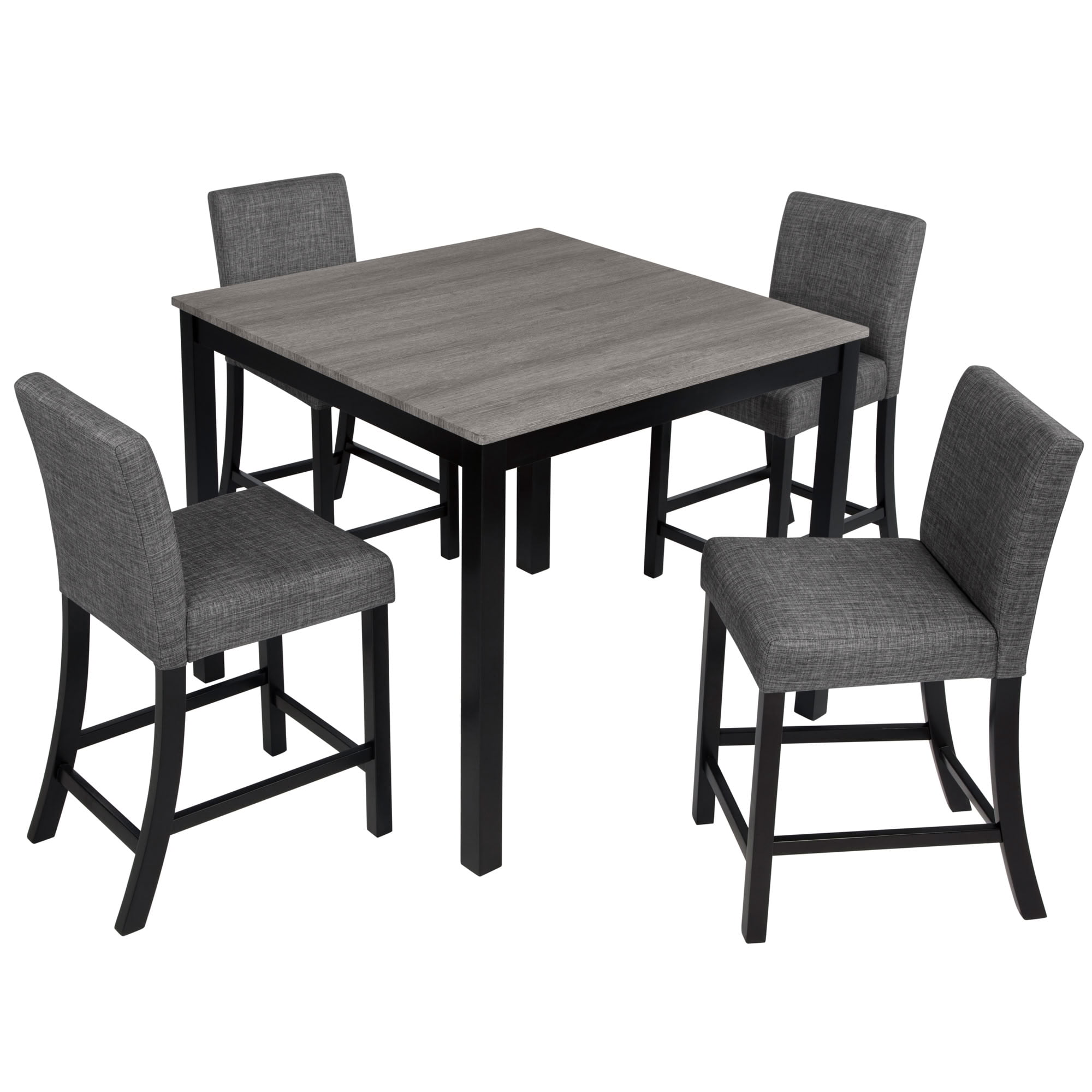 MAYEERTY 5-Piece Dining Table and Chairs Set (4 Chairs), Wooden Dining Set, Space-Saving Upholstered Dining Chairs for Kitchen Dining Room