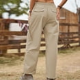thumbnail image 7 of LLYwey High Waisted Linen Pants Women Spring and Summer Solid Pocket Bandage Elastic Waist Fashion Casual Full Length Pants Work Cargo Pants Female Long Pant Style H1535 Khaki XL, 7 of 7