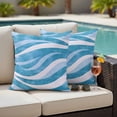 thumbnail image 4 of Blue Waves Outdoor Waterproof Pillow Covers, Ombre Sea Ripples Shabby Beach Decorative Square Throw Pillowcase Sofa Cushion Sham for Patio/Couch/Chair, 24"x24" 2 Pack, 4 of 8