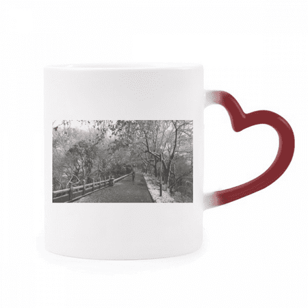 

Snow View Road Photography Heat Sensitive Mug Red Color Changing Stoneware Cup