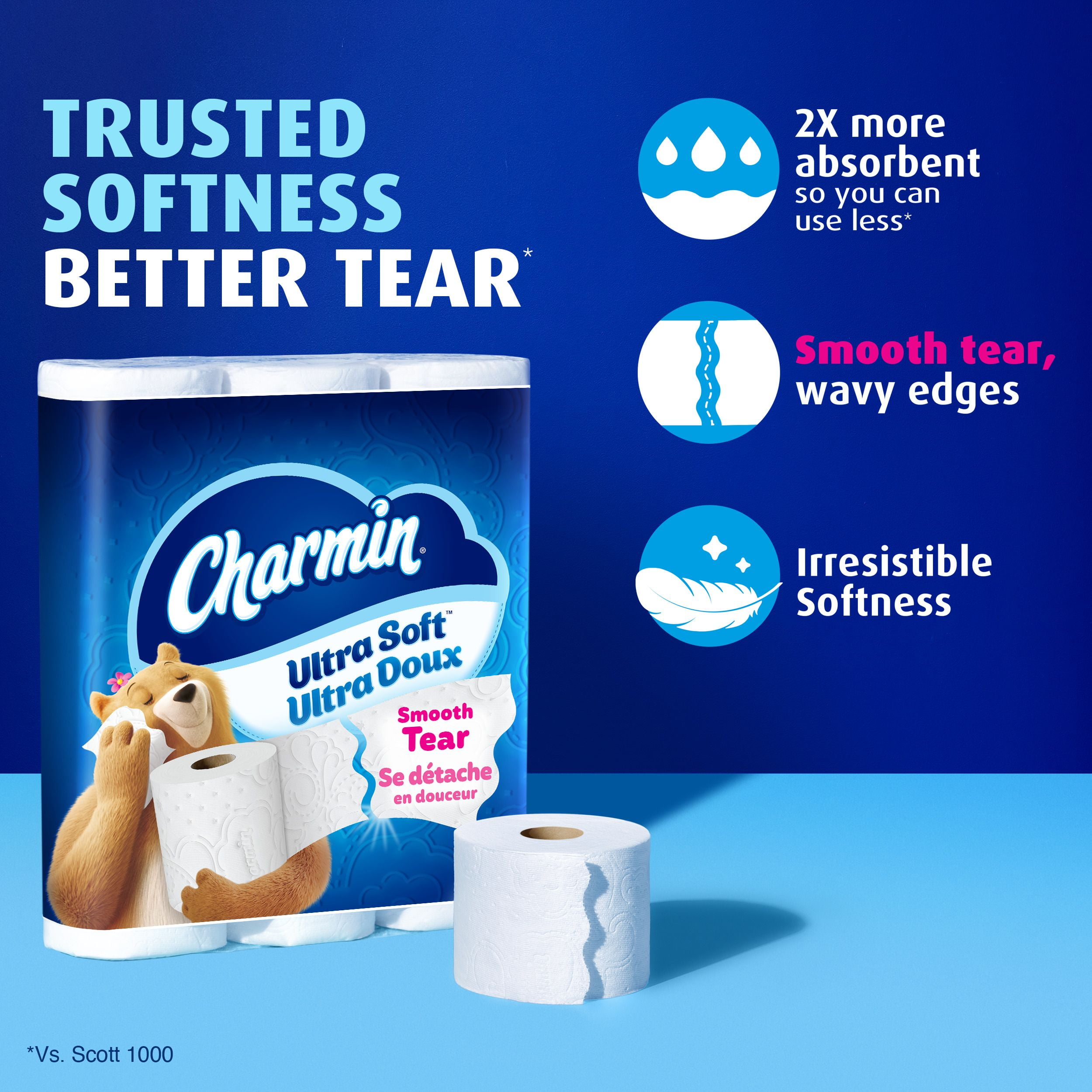 Charmin Toilet Paper Ultra Soft, 30 Triple Rolls = 90 Regular Rolls, 2-ply Bath Tissue, 30 Count