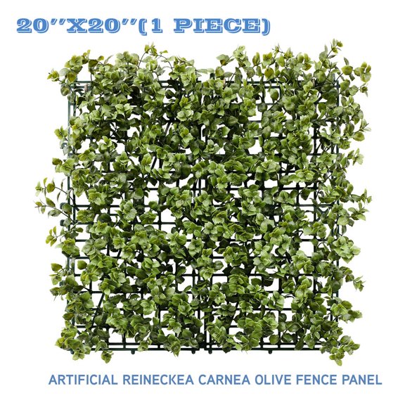 Sunshades Depot Artificial Reineckea Carnea-Olive Fence Panel Green Wall Windscreen Privacy Screen Decorative Ivy Faux Leaves-1Pcs