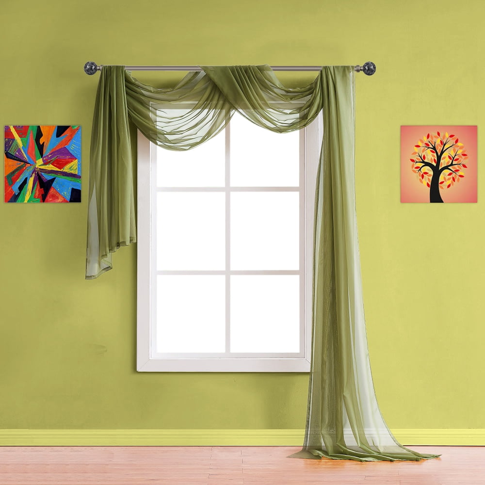 WARM HOME DESIGNS Set of 2 White & S Green Canopy Bed Curtains in 55 x 360 Inch Size. BE White & Sage 360