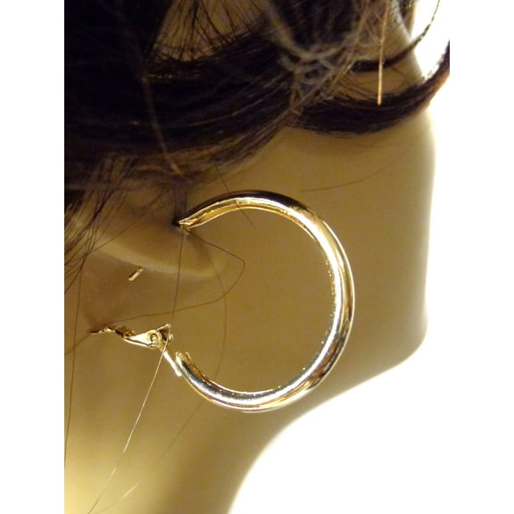 Round Gold Hoops 1.5 inch Hoop Earrings Pipe Hoop