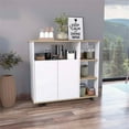 thumbnail image 2 of Atlin Designs Modern Wood Kitchen Island with 4 Open Shelves in Light Oak/White, 2 of 9