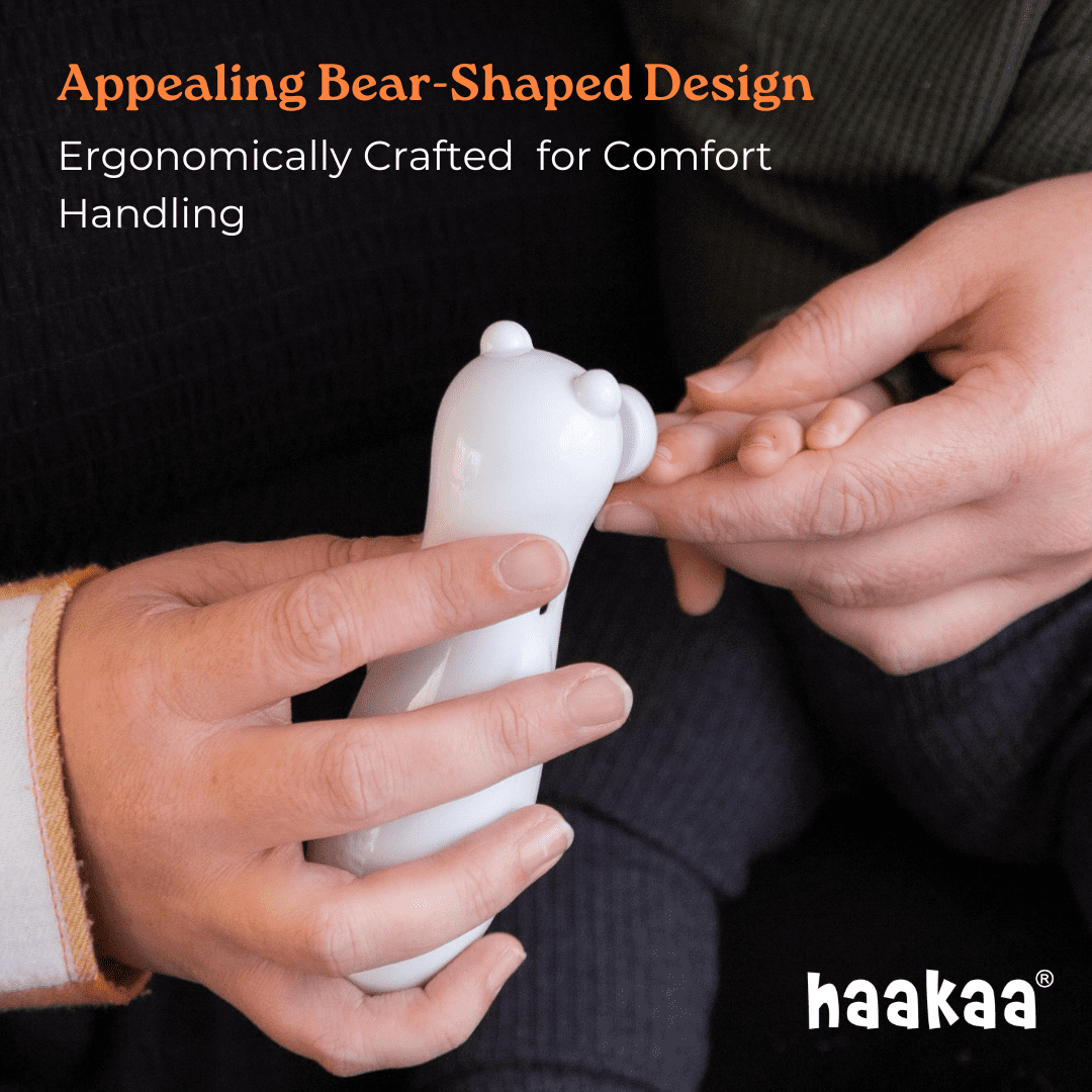 Haakaa Happii Bear Rechargeable Baby Nail Trimmer Set with LED Light | Baby Nail Filer and Baby Nail Clippers | Electric Infant Nail Trimmer Kit for Newborn, Infant, Toddler, Adult