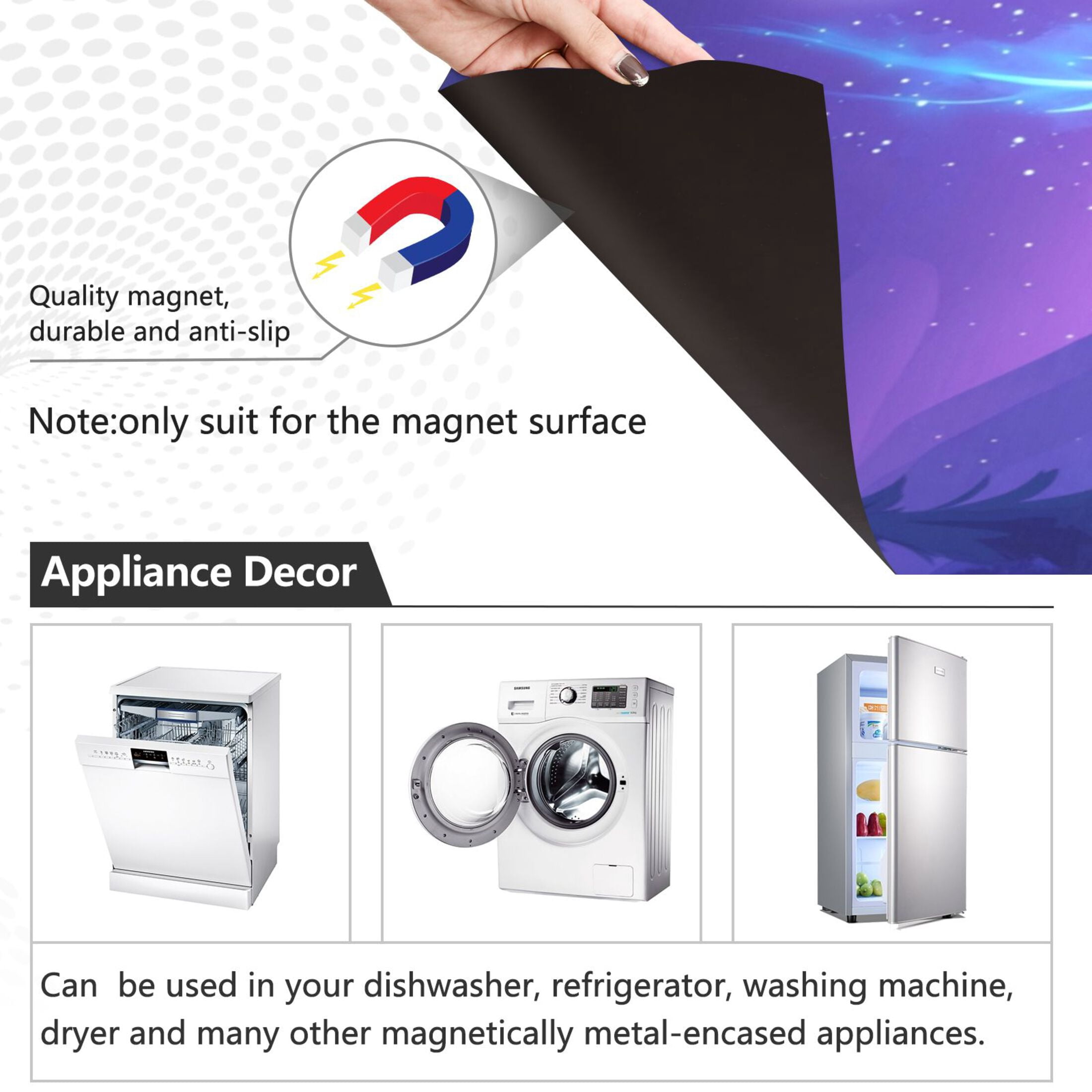 Dishwasher Magnetic Sticker 23x26 Inch Refrigerator Magnetic Sticker Washing Machine Magnetic Sticker Kitchen Panel Magnetic Sticker Home Decor Cartoon Purple Elk