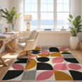 thumbnail image 3 of Design&I 4'x6' Ultra Soft Area Rug, Pink and Mustard Geometric Design Bold Abstract Shapes with Modern Flair Fluffy Washable Non Shedding for Bedroom Living Room Home Office, 3 of 3