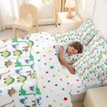 thumbnail image 4 of Feelyou Retro Cartoon Dinosaur Bedding Comforter Set for Kids Boys Girls, Kawaii Ancient Wildlife King Bedding Sets, Green White, Polkadot Reversible, 7pcs, 4 of 7