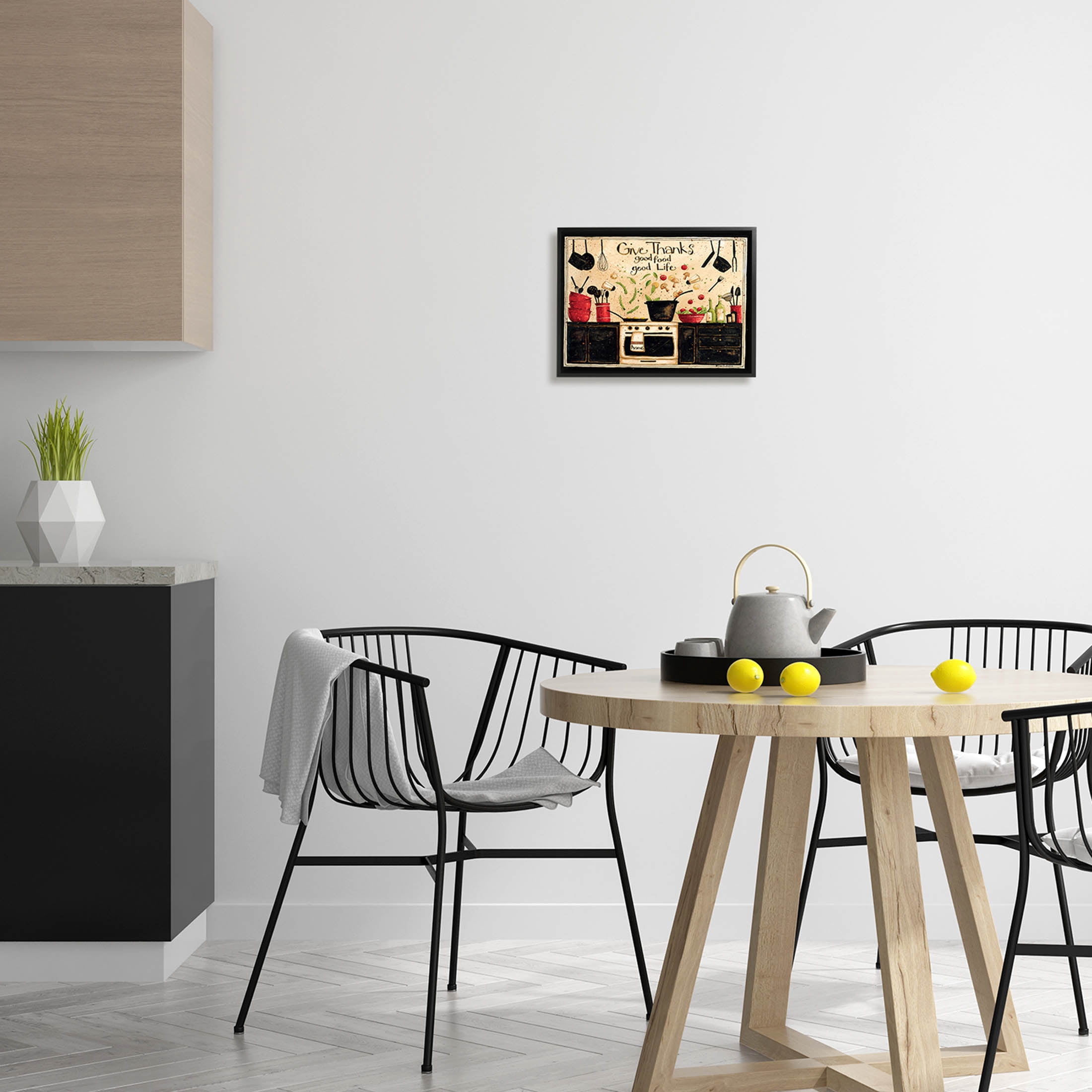 Give Thanks Good Food Phrase Food & Beverage Graphic Art Black Framed Art Print Wall Art